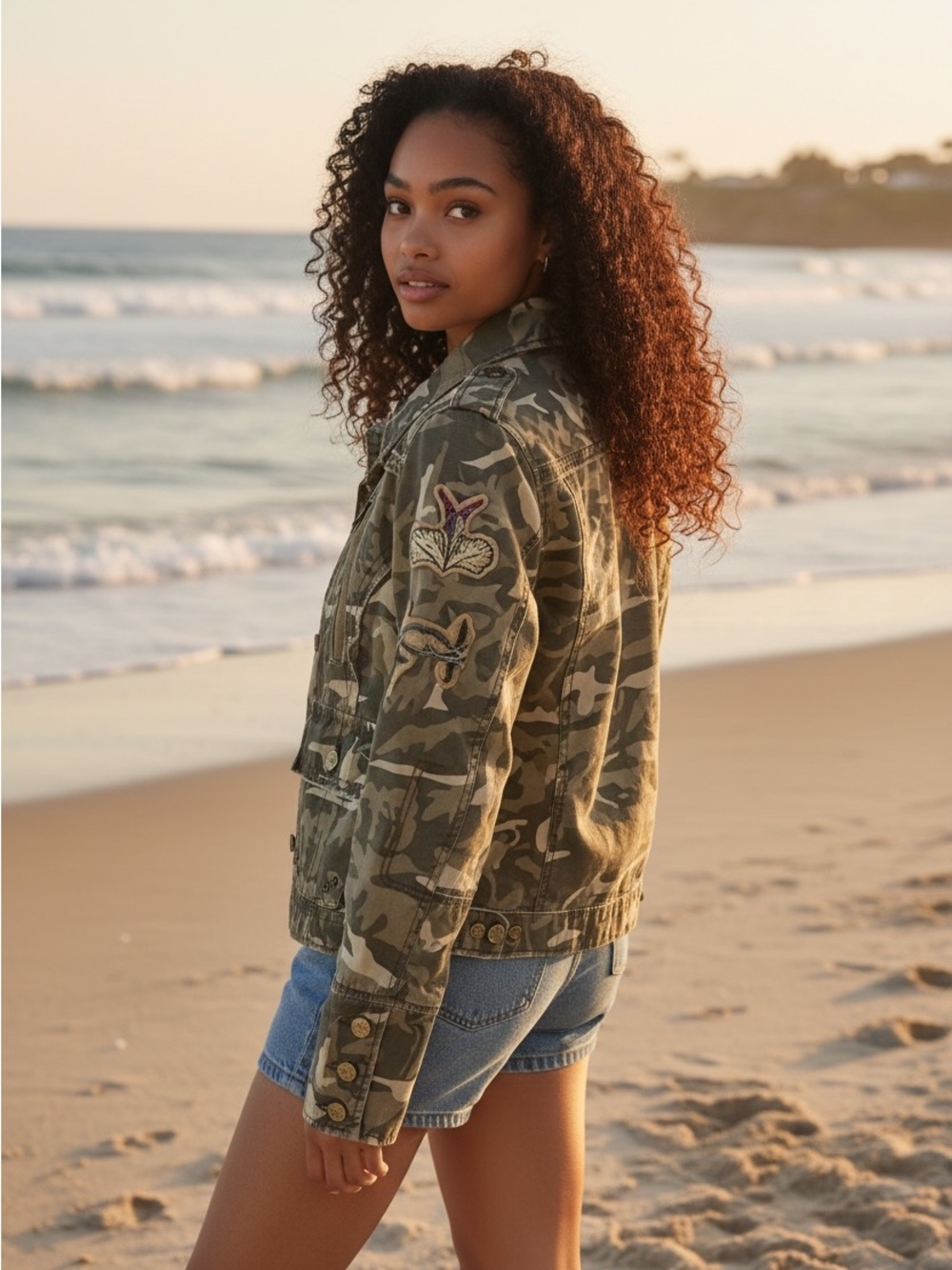 Y2K• Camo Utility Jacket - Olive Green•100% Cotton•Like New• Size Small ⭐️
